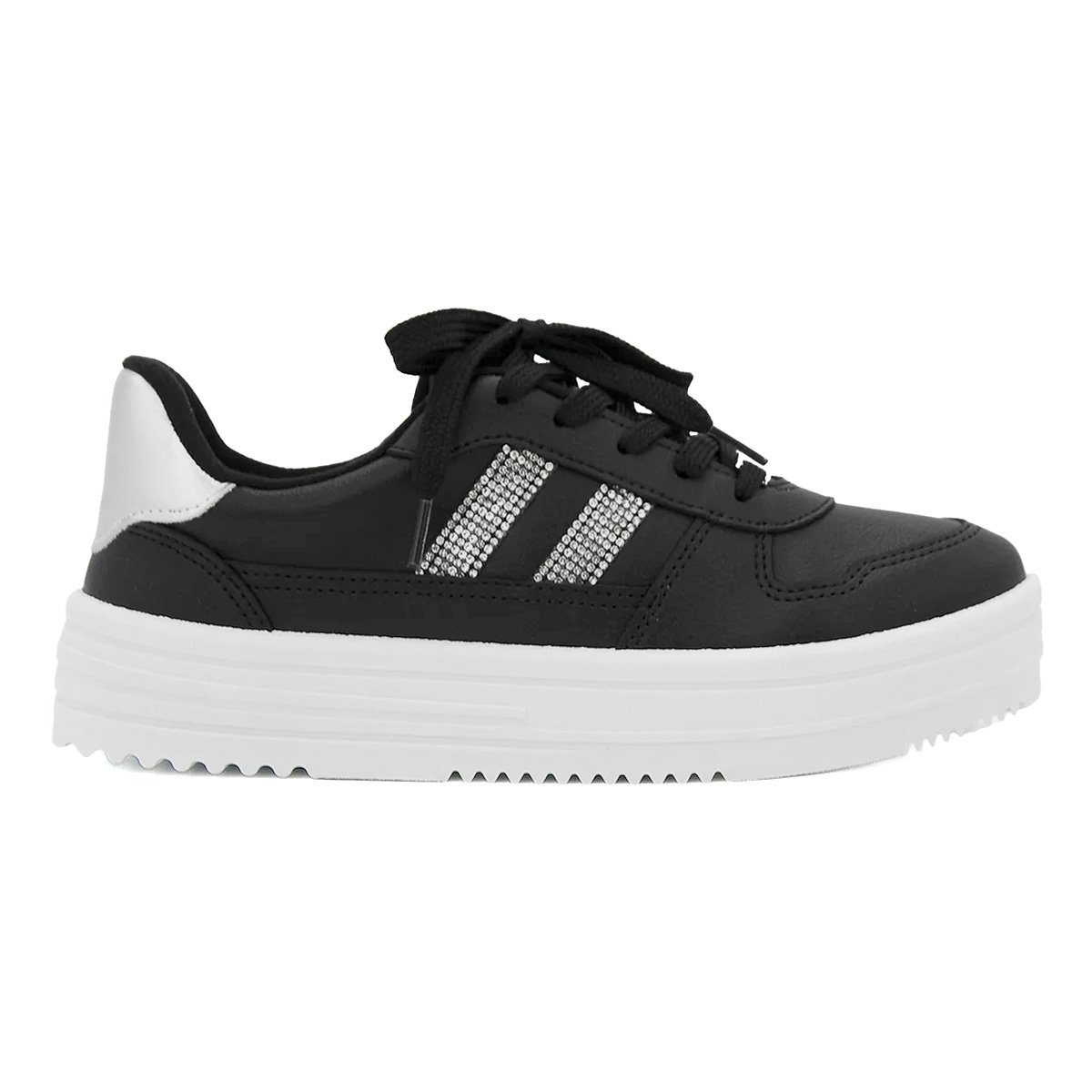 Moleca Feminino Tenis Napa Preto Detalhe Prata Preto/Prata 3