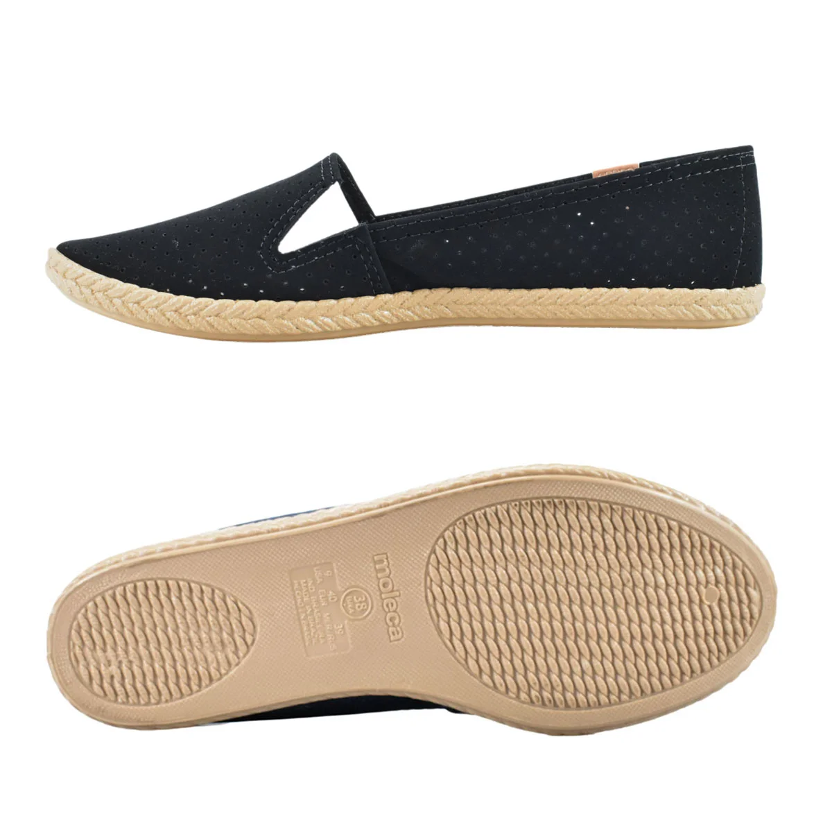 Moleca Sapatilha Nobuck Microperfuros Preto Leveza e Versatilidade Preto 4