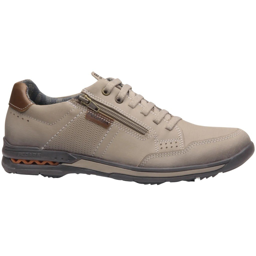 Sapatenis Pegada Couro Areia Conforto Casual