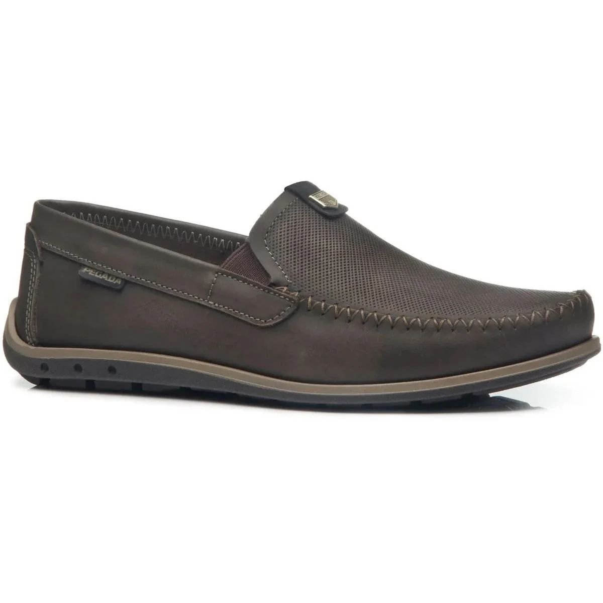 Mocassim Pegada Couro Cravo Confortavel e Leve