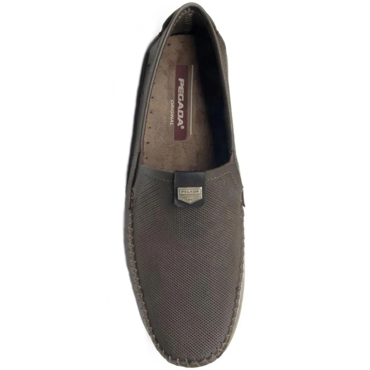 Mocassim Pegada Couro Cravo Confortavel e Leve Marrom 2