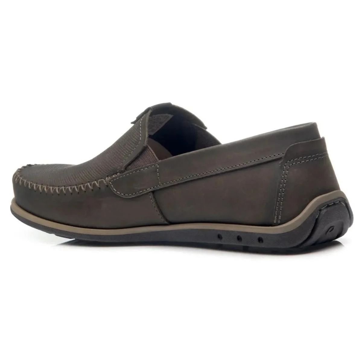 Mocassim Pegada Couro Cravo Confortavel e Leve Marrom 3