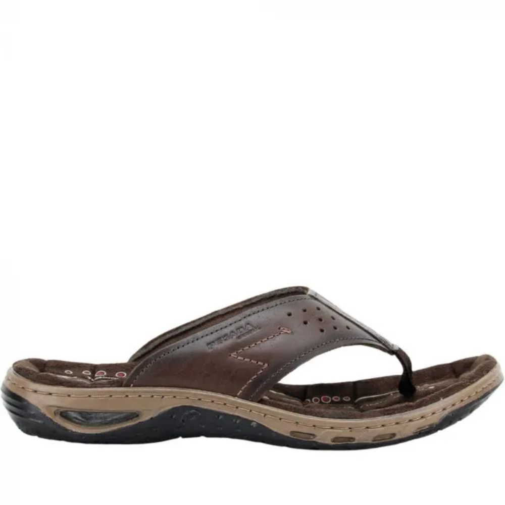 Chinelo Pegada Couro Design Anatomico Cravo