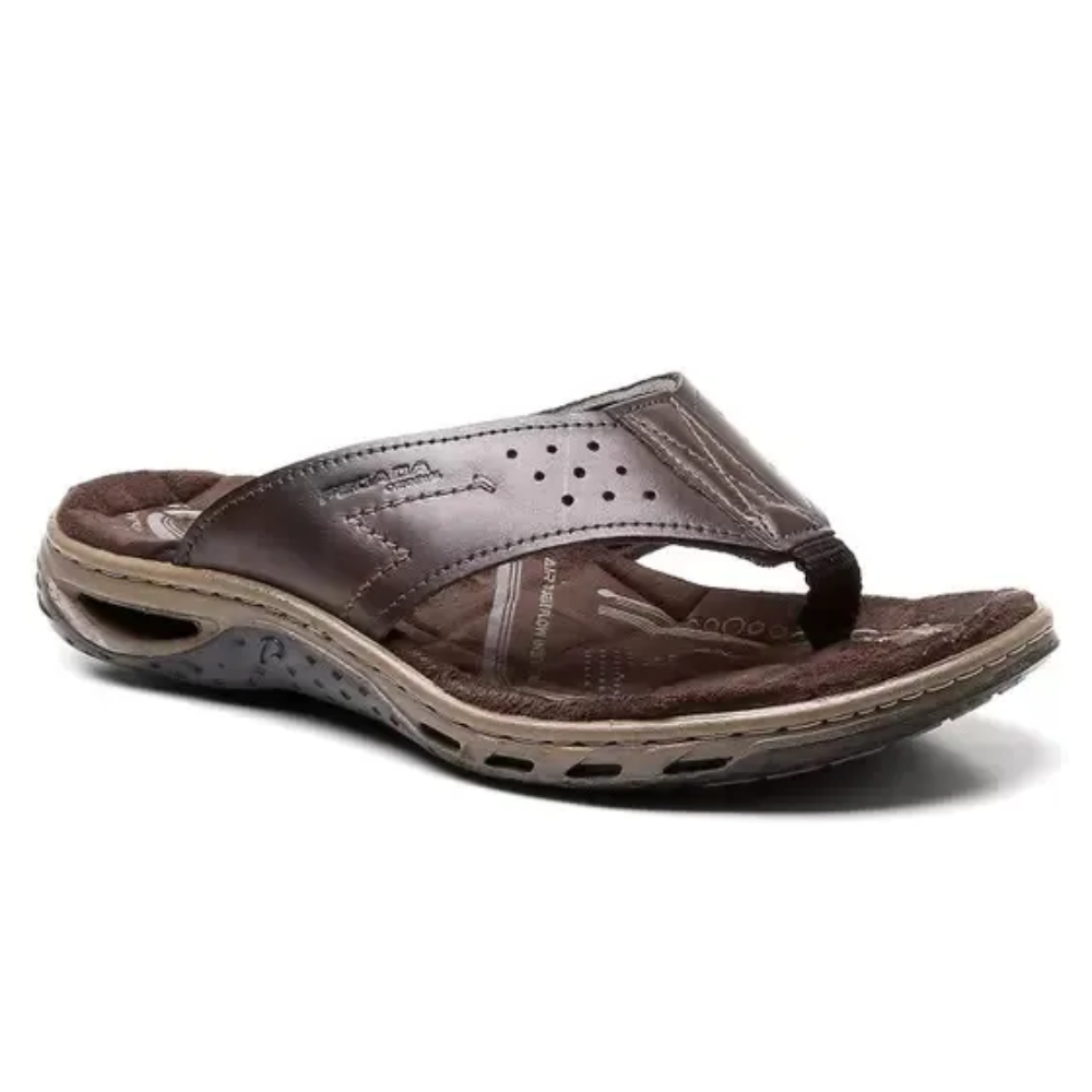 Chinelo Pegada Couro Design Anatomico Cravo Marrom 2
