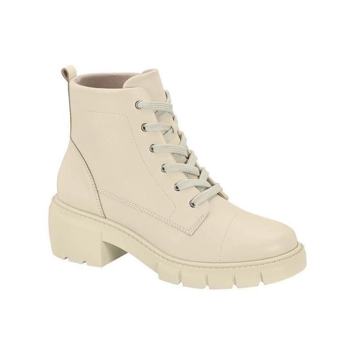 Bota Coturno Beira Rio Tratorado Napa Creme Bege 2