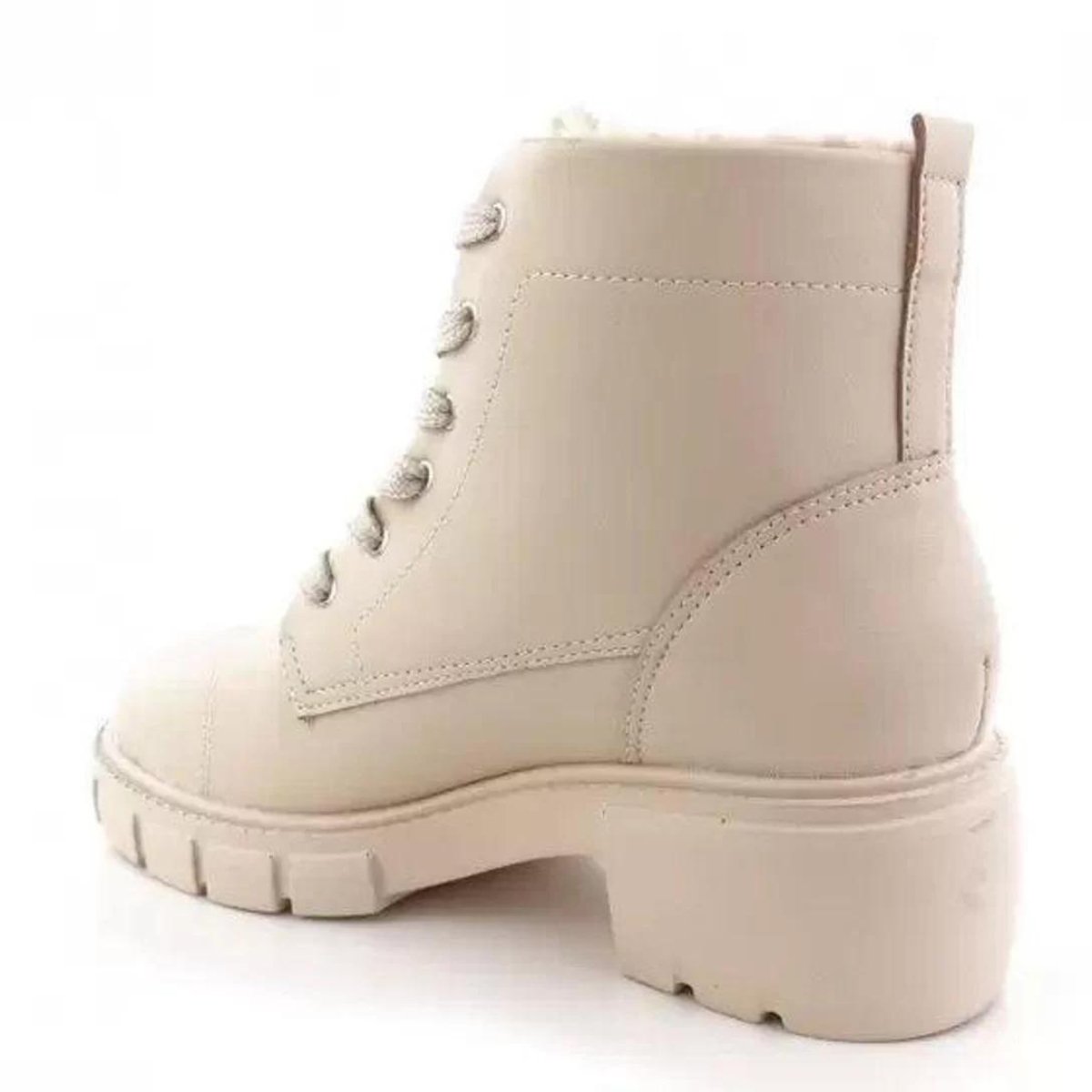 Bota Coturno Beira Rio Tratorado Napa Creme Bege 5