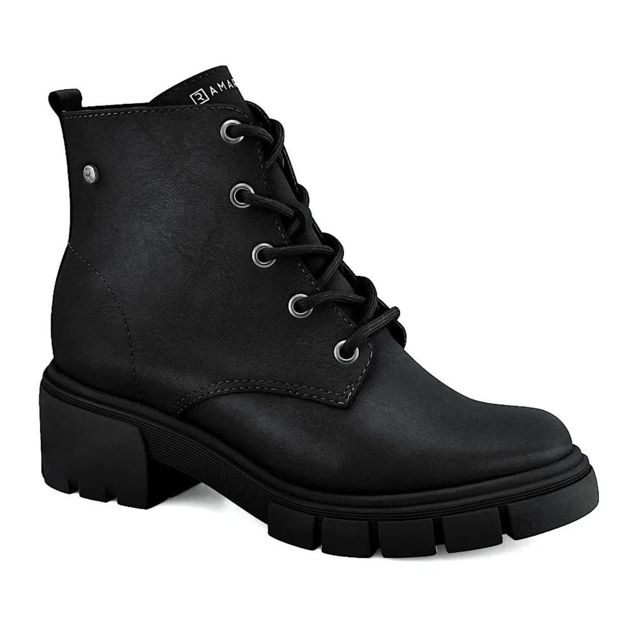 Bota Coturno Ramarim Preto com Solado Tratorado