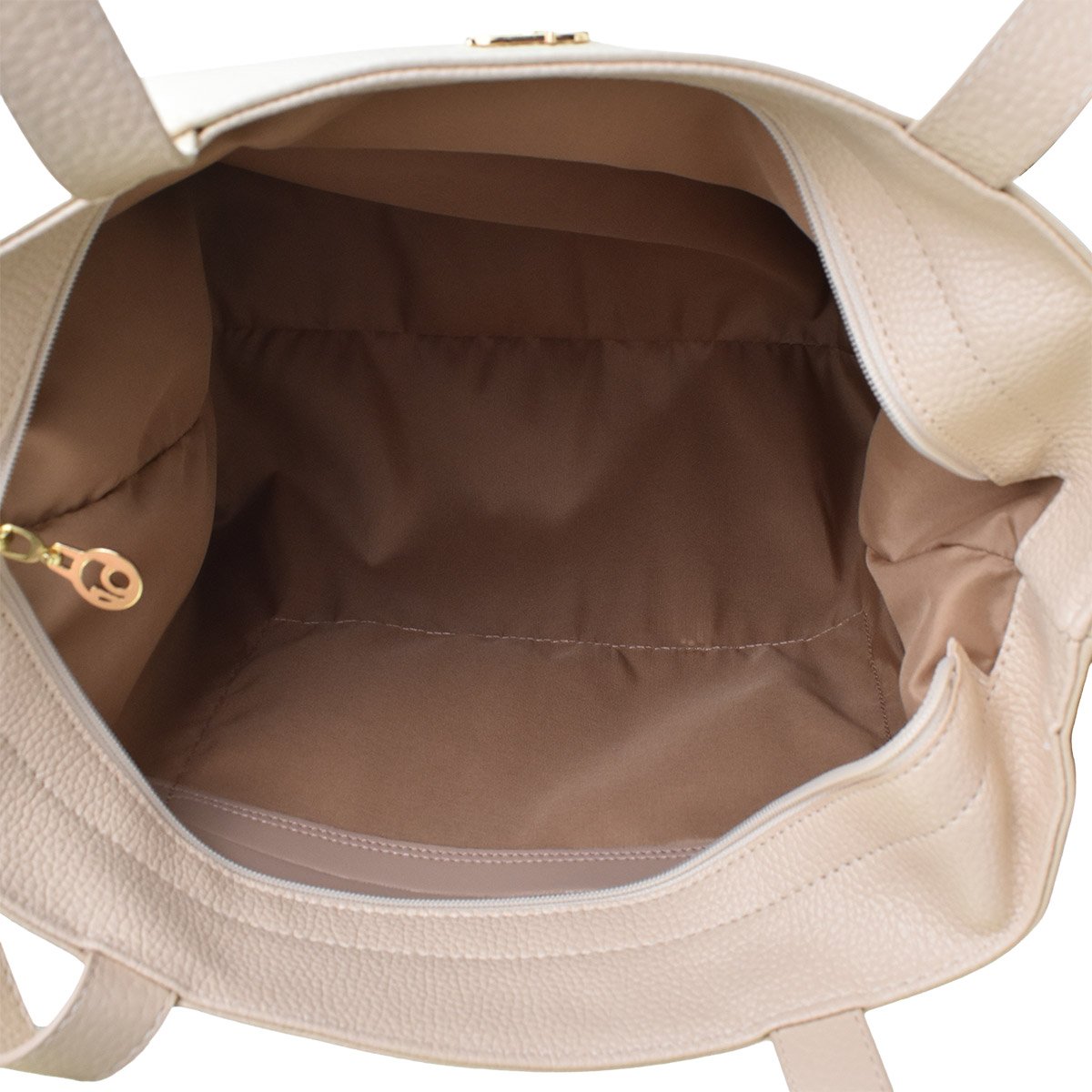 Bolsa Beira Rio Napa Feminina Espacosa Versatil Casual Bege 6