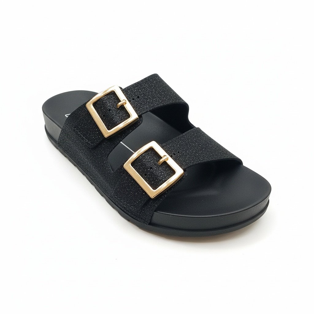 Moleca Tamanco Preto Glitter Mini Shine Essencial Feminina