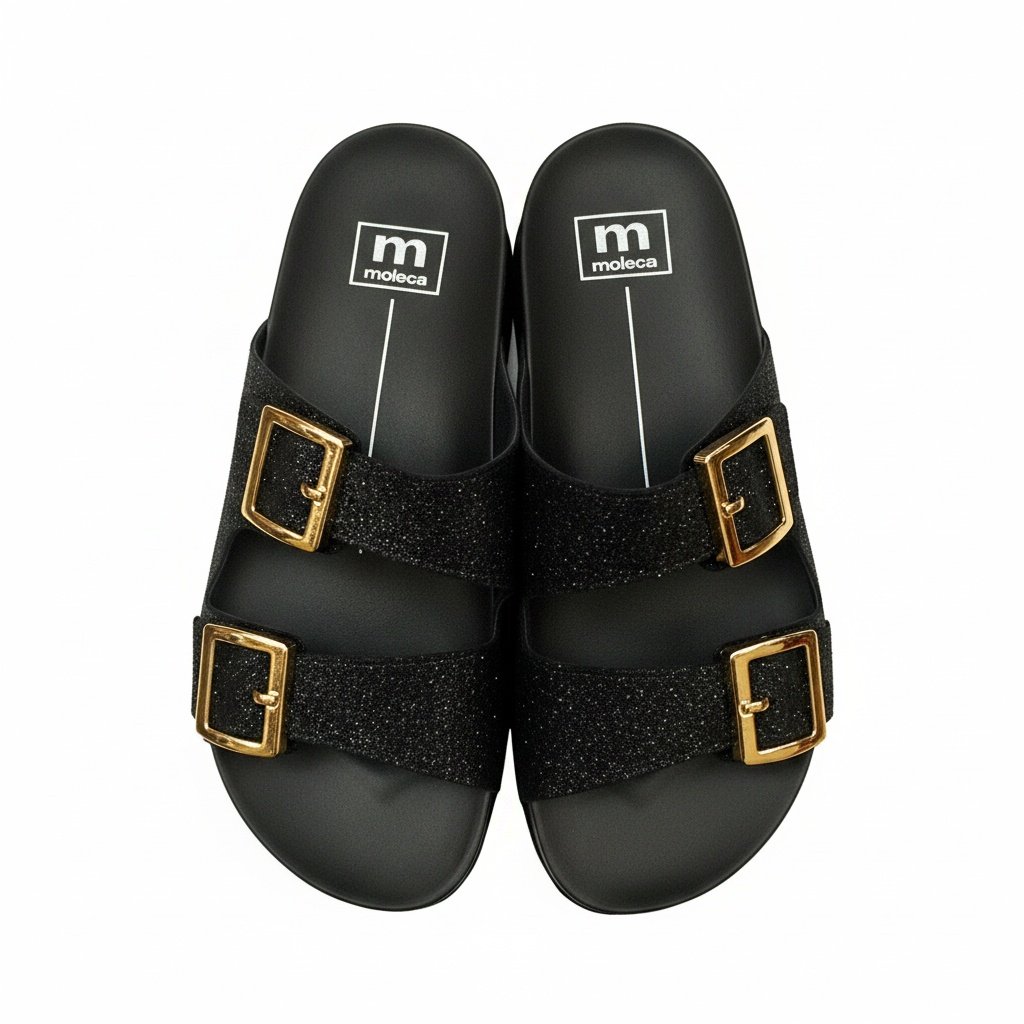 Moleca Tamanco Preto Glitter Mini Shine Essencial Feminina Preto 4