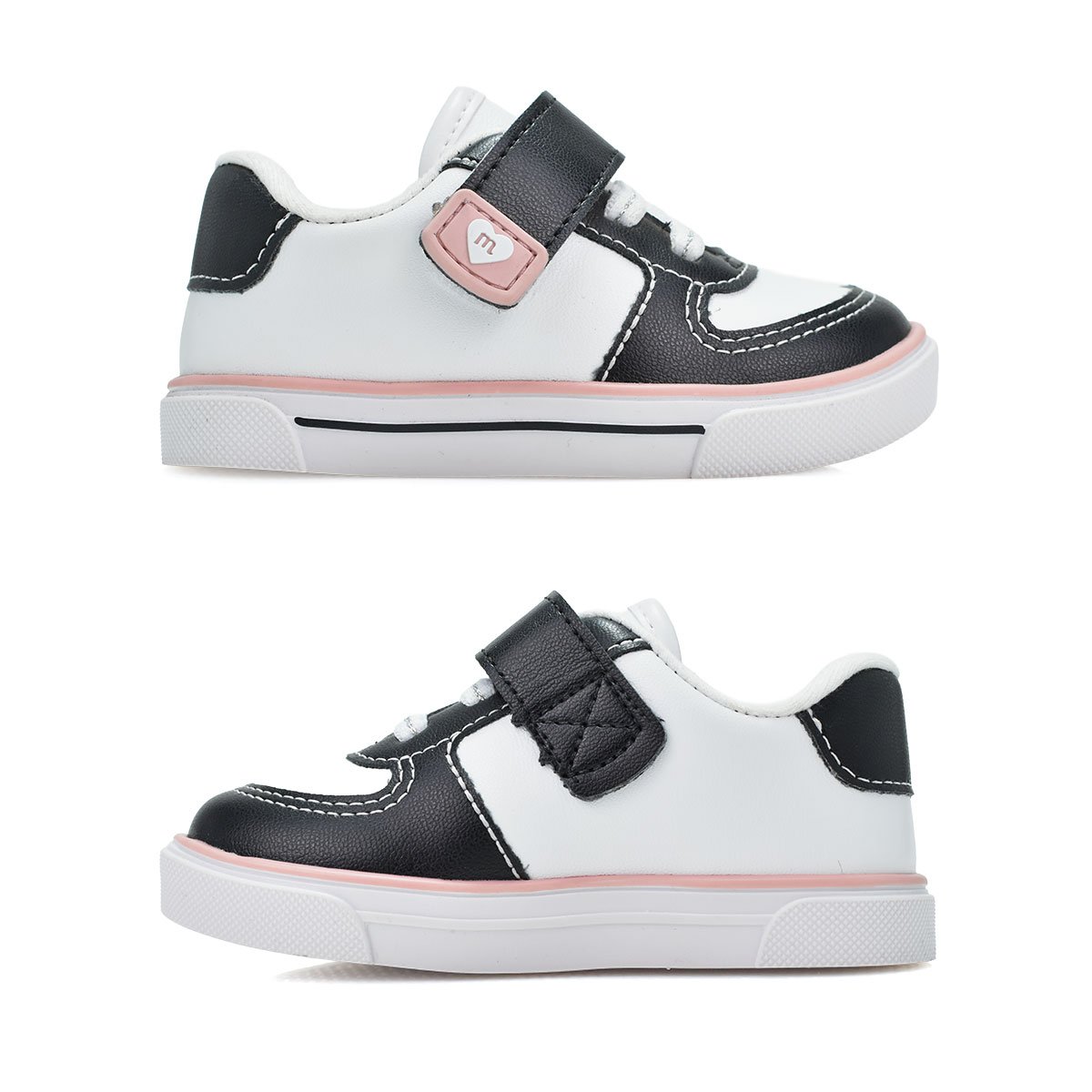 Tenis Molekinha Meninas Branco e Preto Ajuste Velcro Branco/Preto 4