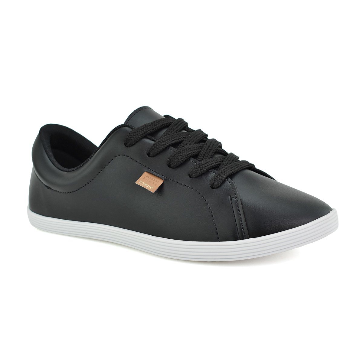 Tenis Beira Rio Casual Urbano Feminino Solado Baixo Preto