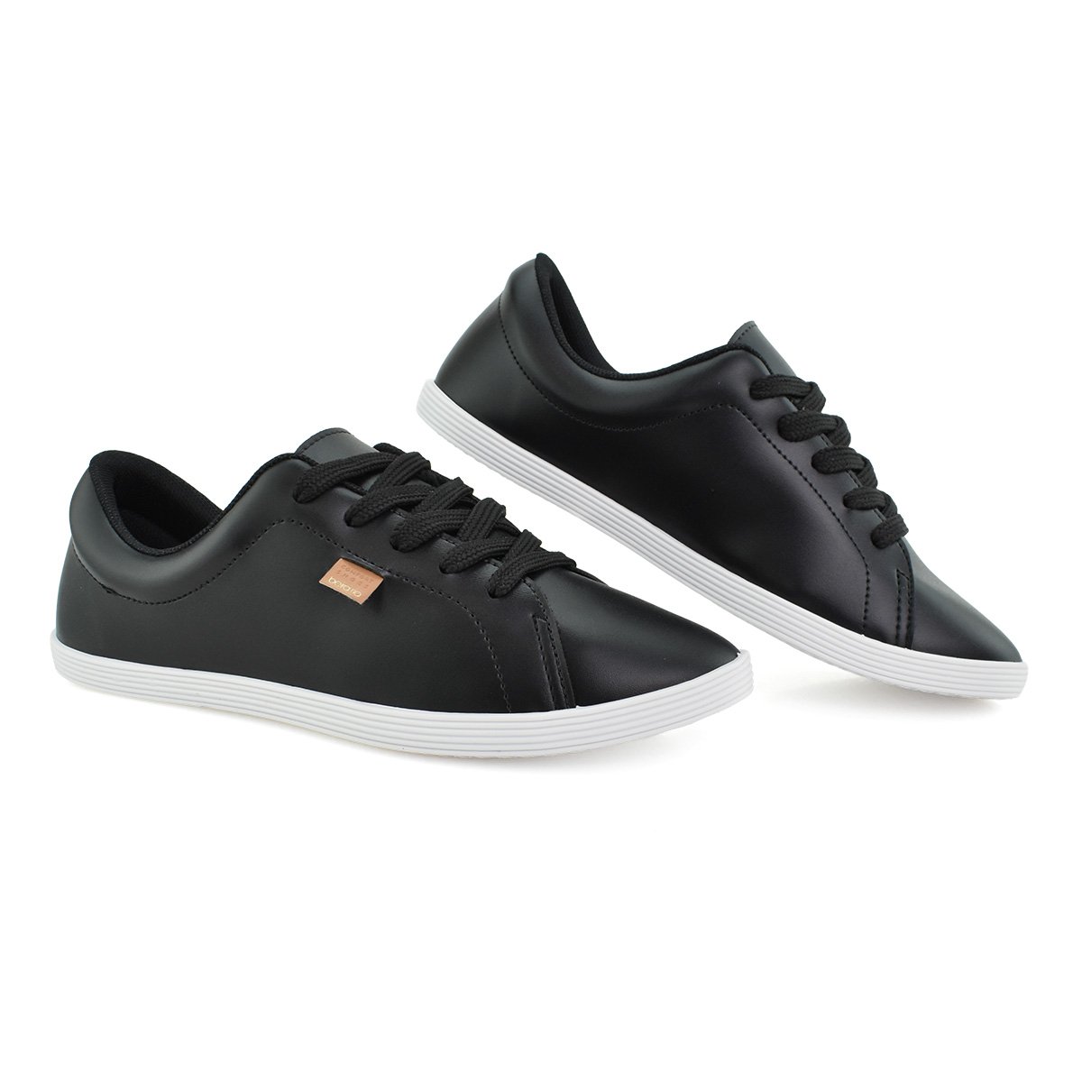 Tenis Beira Rio Casual Urbano Feminino Solado Baixo Preto Preto 2