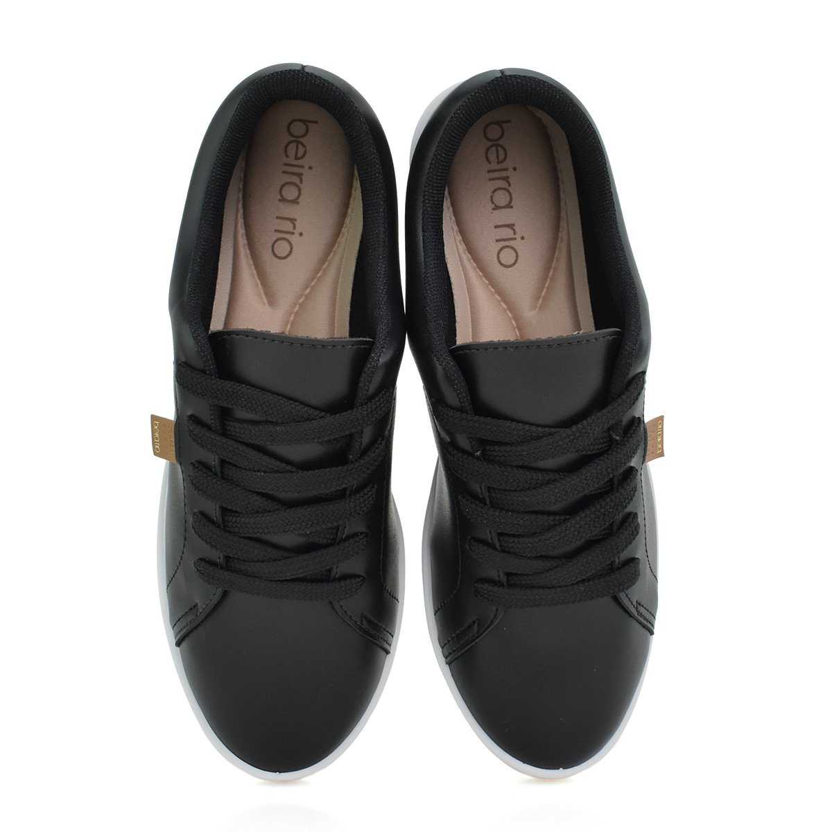 Tenis Beira Rio Casual Urbano Feminino Solado Baixo Preto Preto 3