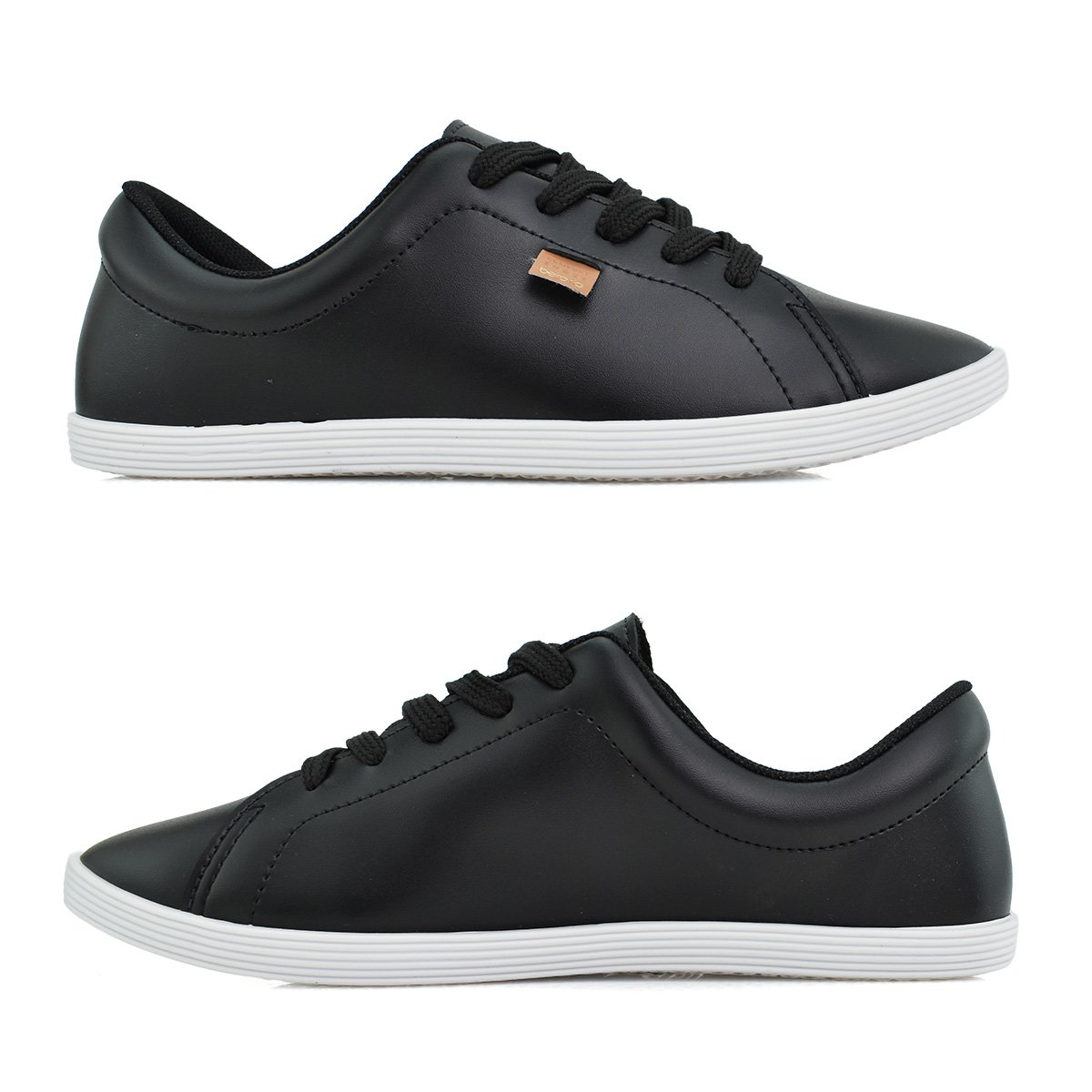 Tenis Beira Rio Casual Urbano Feminino Solado Baixo Preto Preto 4