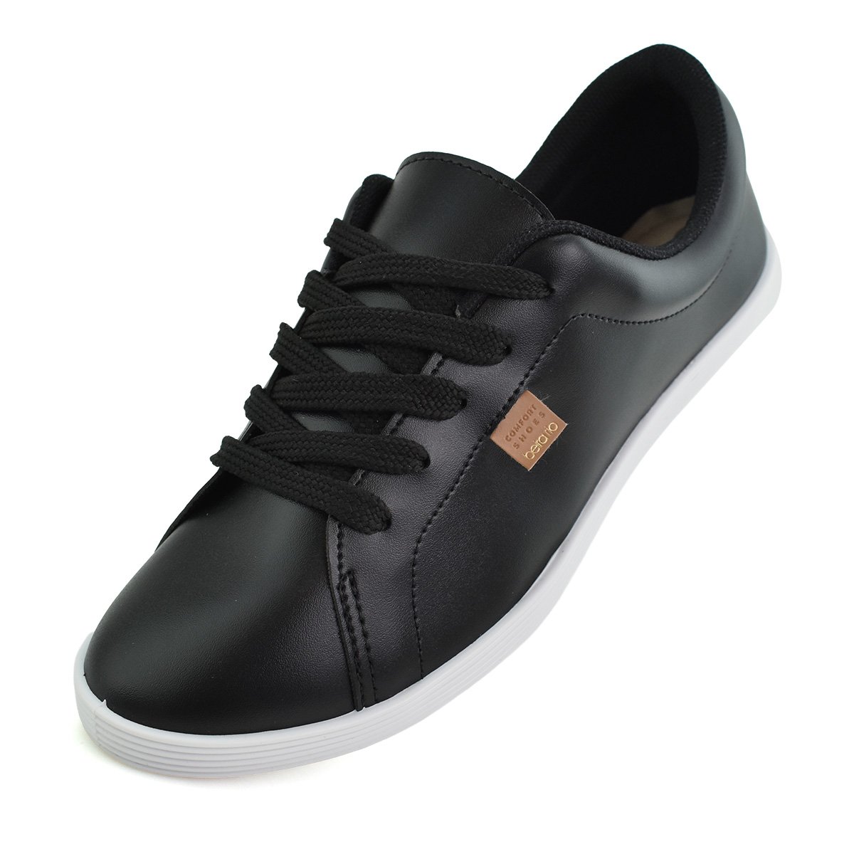Tenis Beira Rio Casual Urbano Feminino Solado Baixo Preto Preto 6