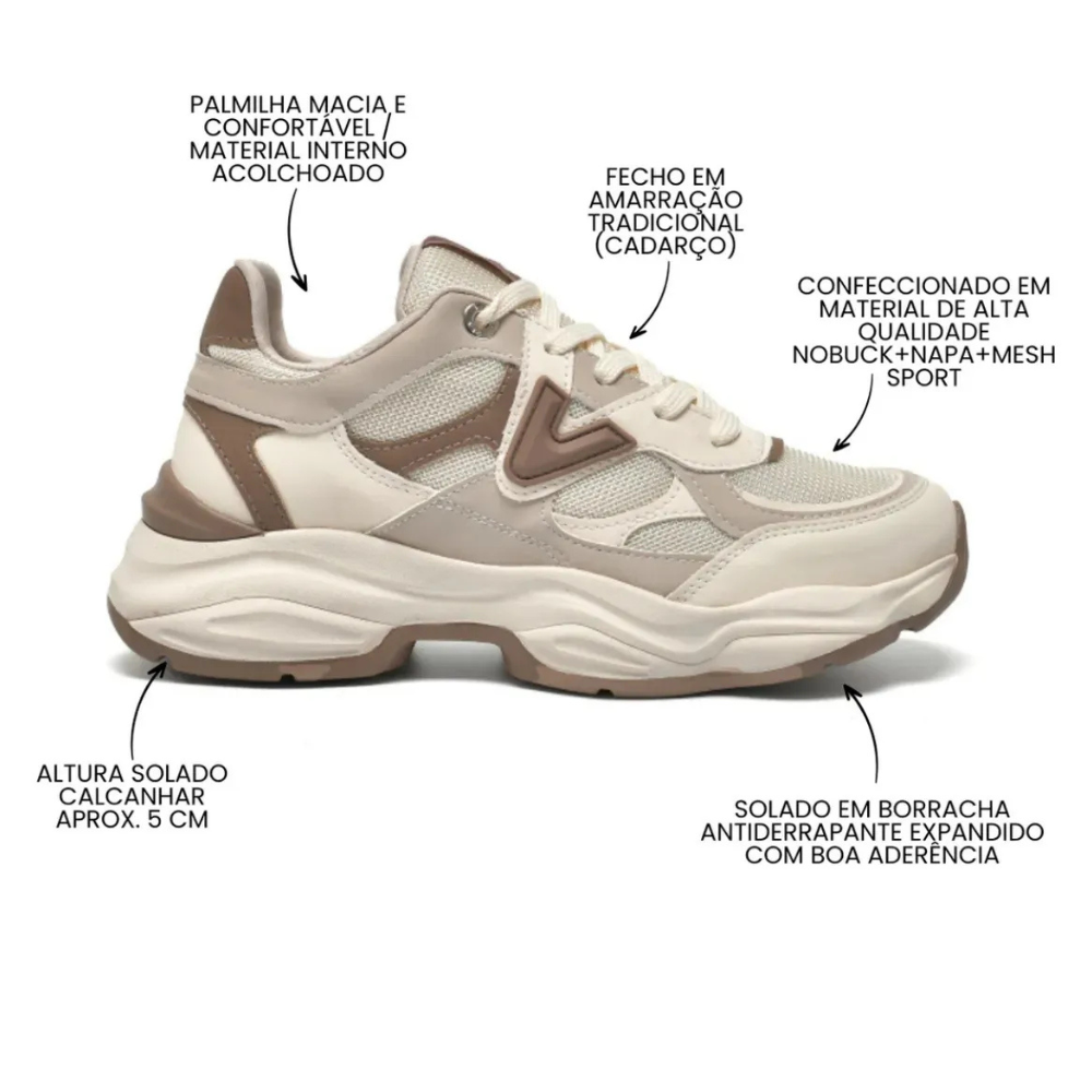 Tenis Via Marte Marfim Feminino Estilo Moderno Cadarco Bege 5