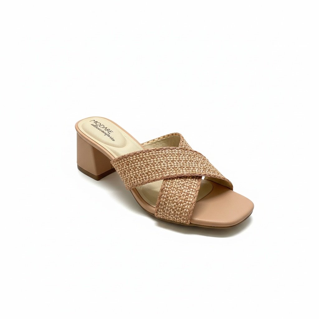 Tamanco Modare Feminino Nude Camel Salto Bloco Casual Bege 4