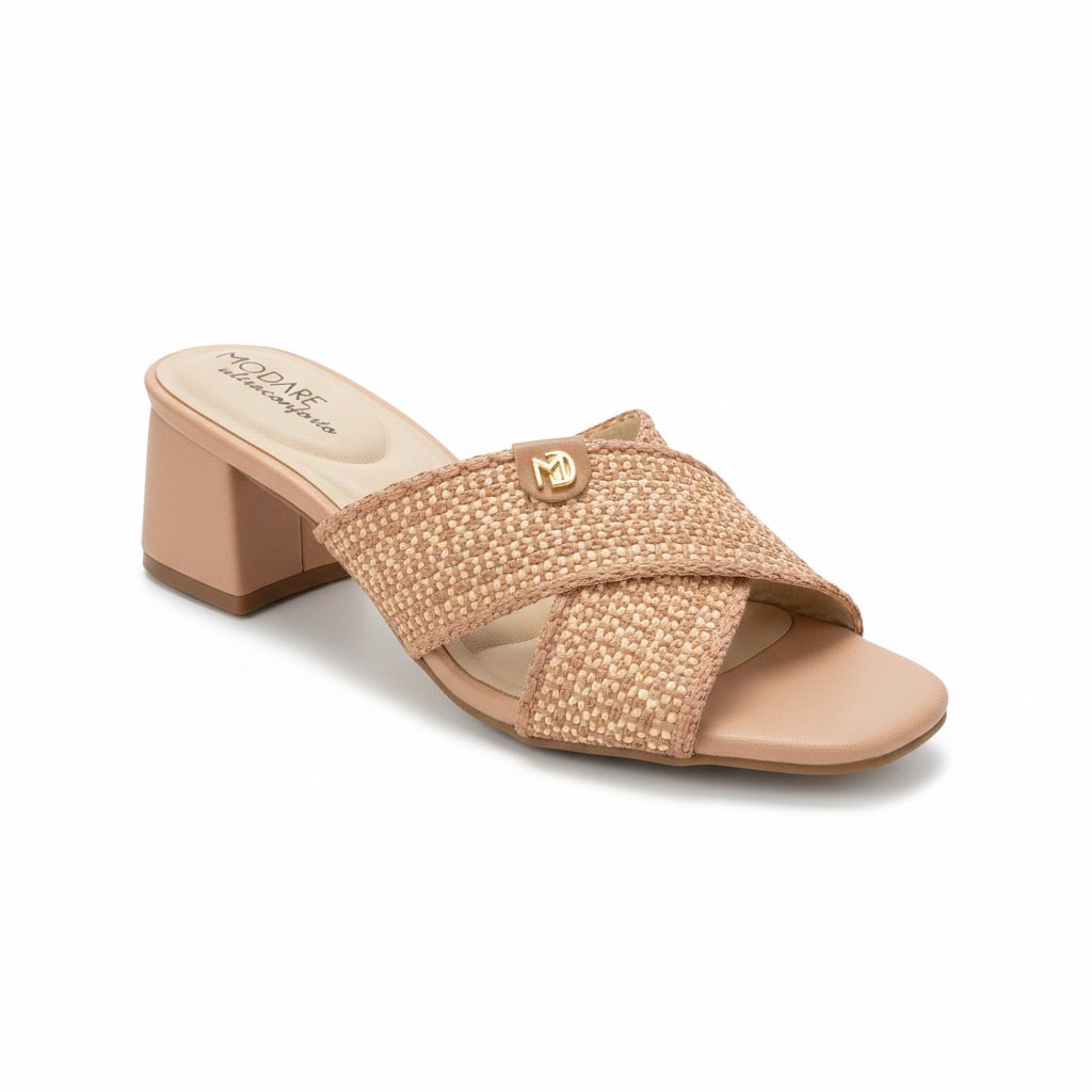 Tamanco Modare Feminino Nude Camel Salto Bloco Casual Bege 6