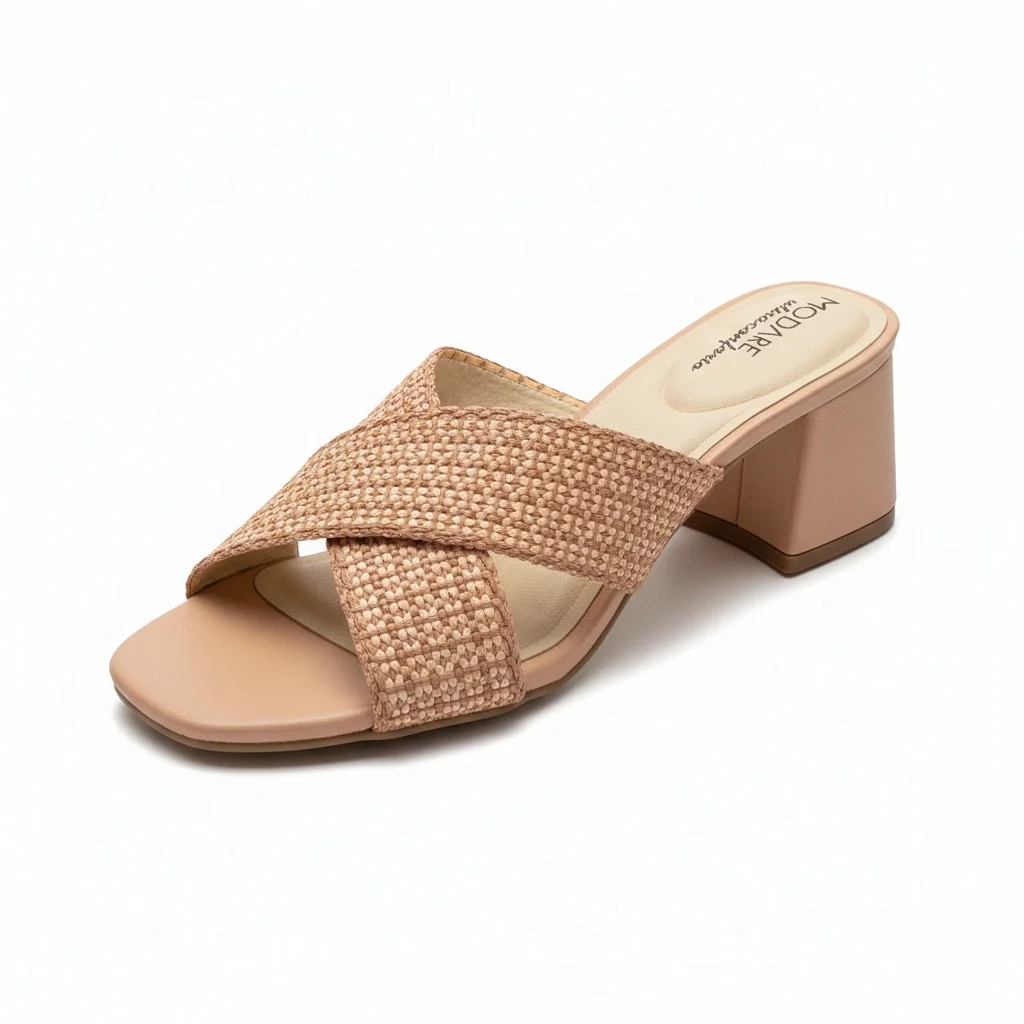 Tamanco Modare Feminino Nude Camel Salto Bloco Casual Bege 3