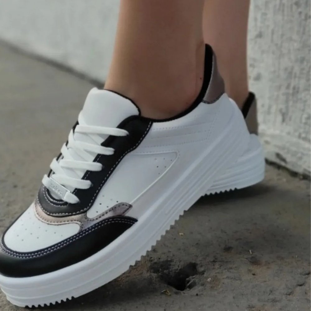 Tenis Moleca Napa Sardenha Branco Preto Grafite Branco 3