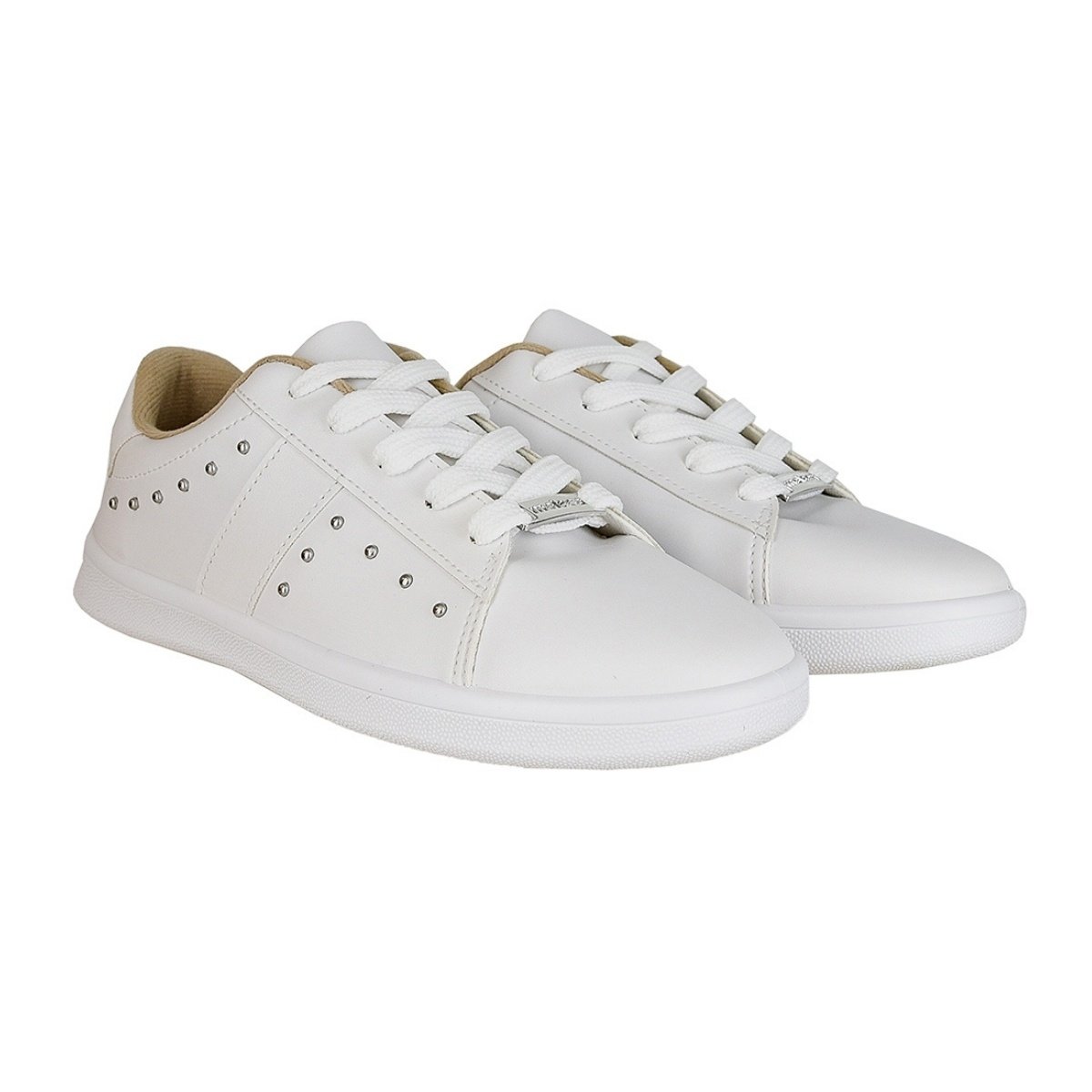 Tenis Moleca Feminino Branco Ouro Detalhe Moderno Branco 2
