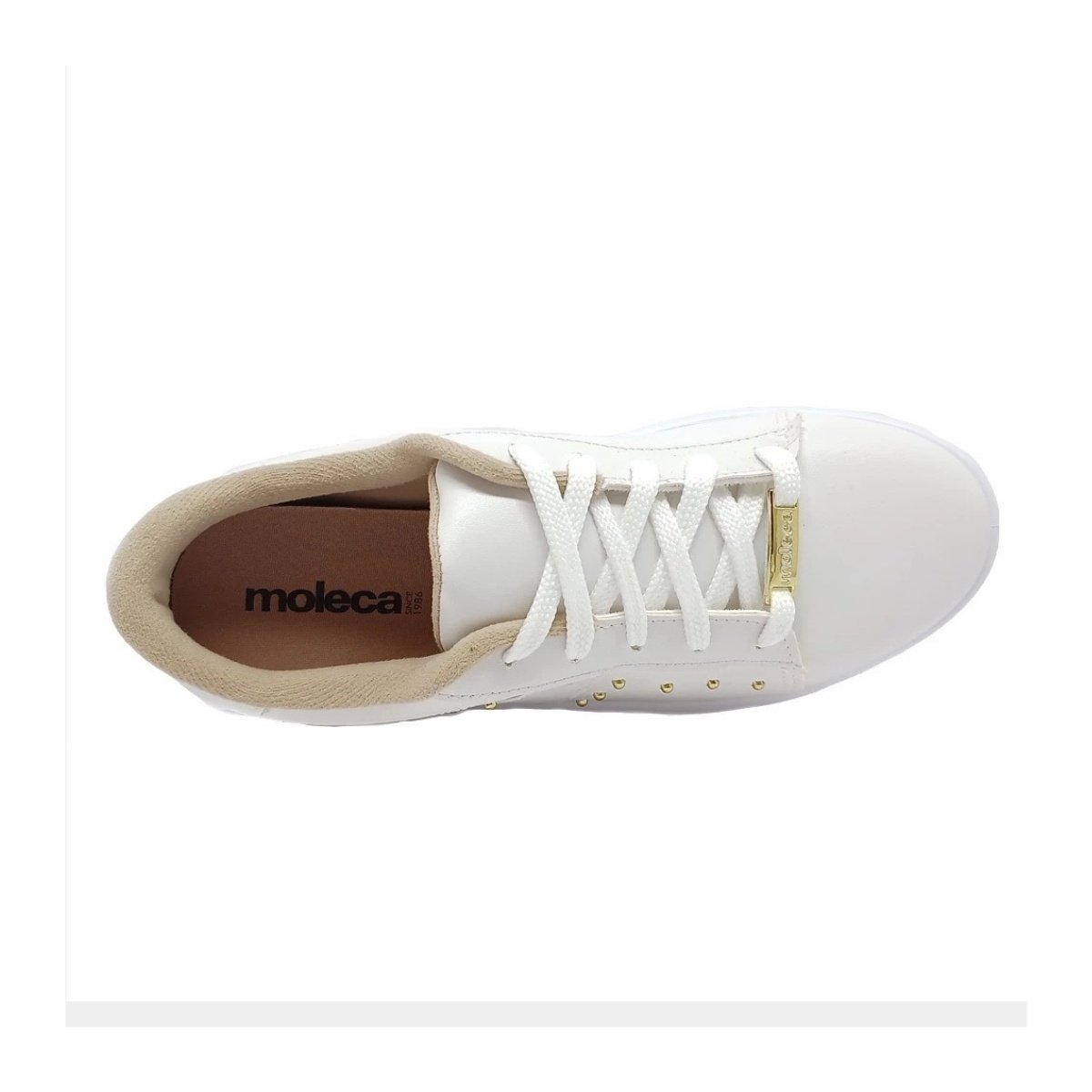 Tenis Moleca Feminino Branco Ouro Detalhe Moderno Branco 3