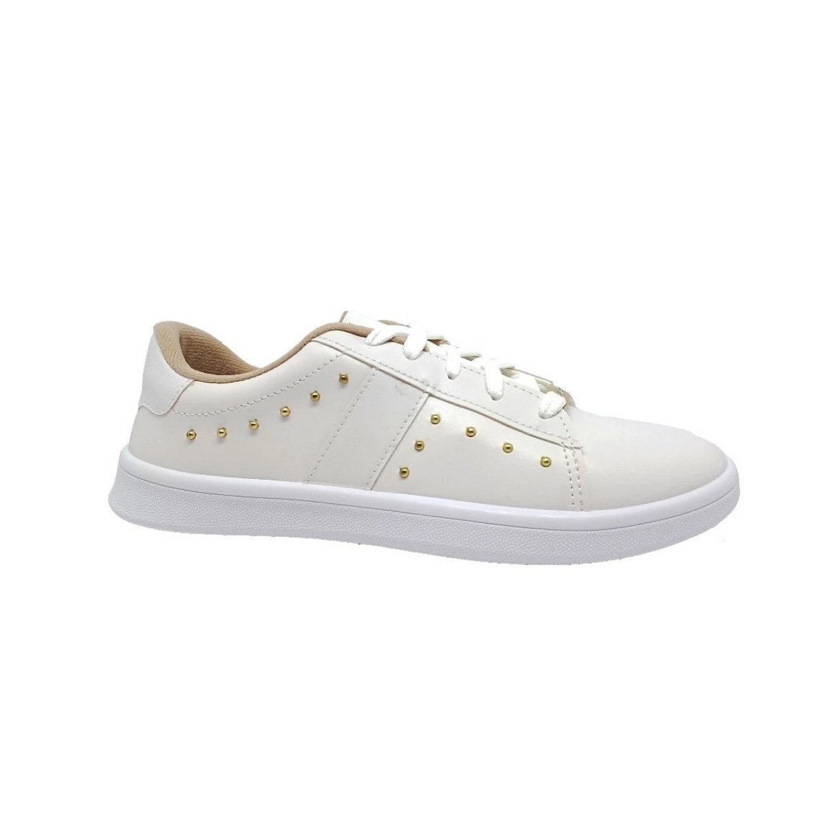 Tenis Moleca Feminino Branco Ouro Detalhe Moderno Branco 4