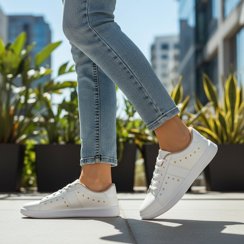 Tenis Moleca Feminino Branco Ouro Detalhe Moderno Branco 7