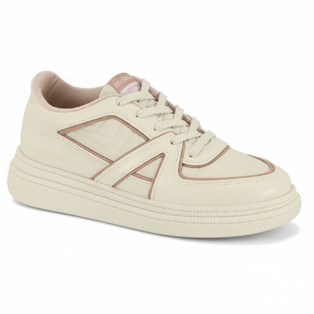 Tenis Moleca Feminino Nylon Branco Off Antiderrapante 