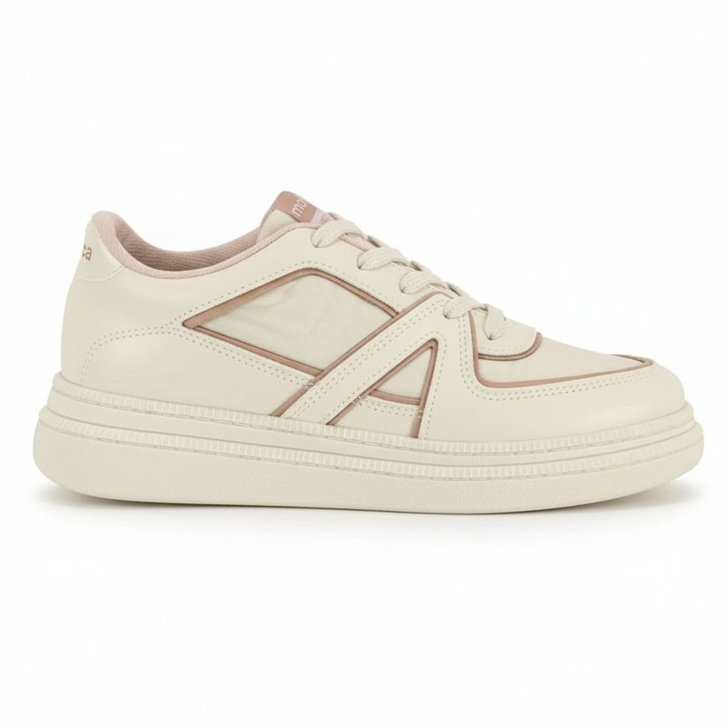 Tenis Moleca Feminino Nylon Branco Off Antiderrapante  Bege 2