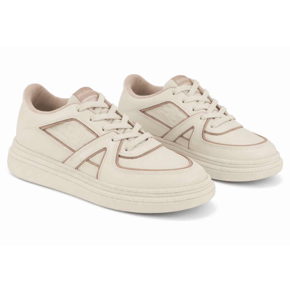 Tenis Moleca Feminino Nylon Branco Off Antiderrapante  Bege 4