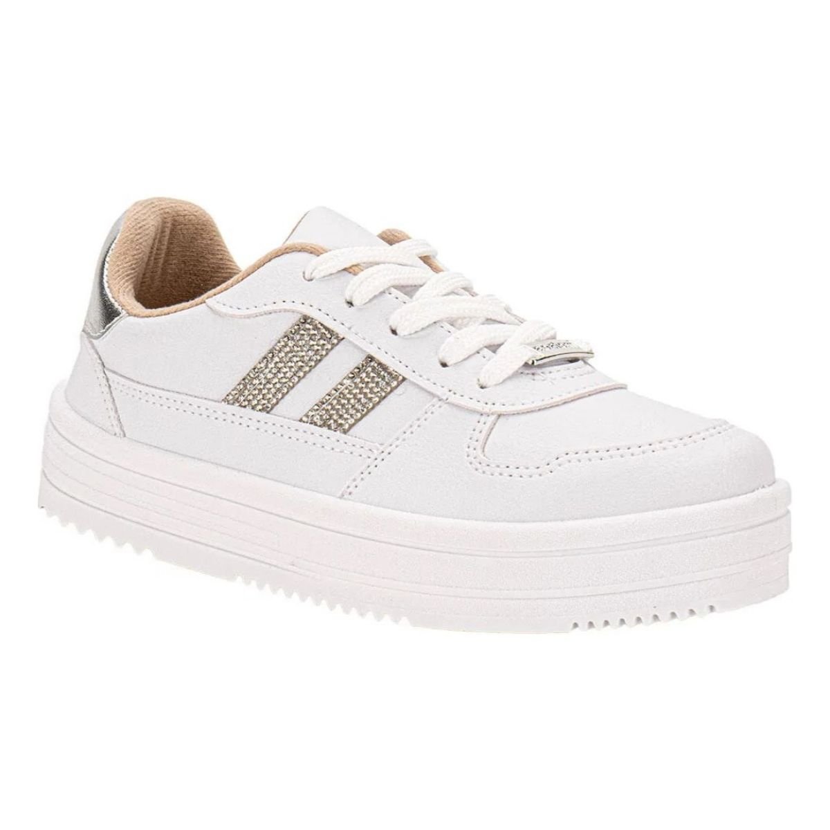 Tenis Moleca Feminino Branco Prata Classic Visual Clean 5782315
