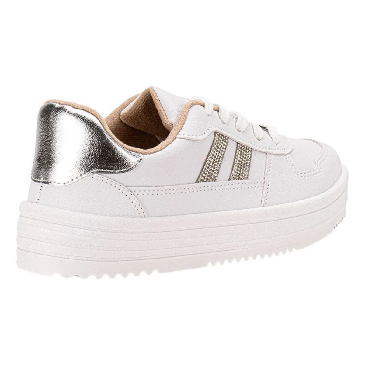 Tenis Moleca Feminino Branco Prata Classic Visual Clean 5782315 Branco 3