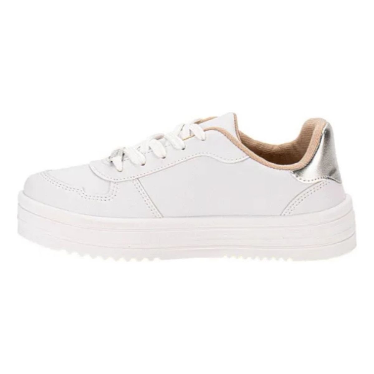 Tenis Moleca Feminino Branco Prata Classic Visual Clean 5782315 Branco 5