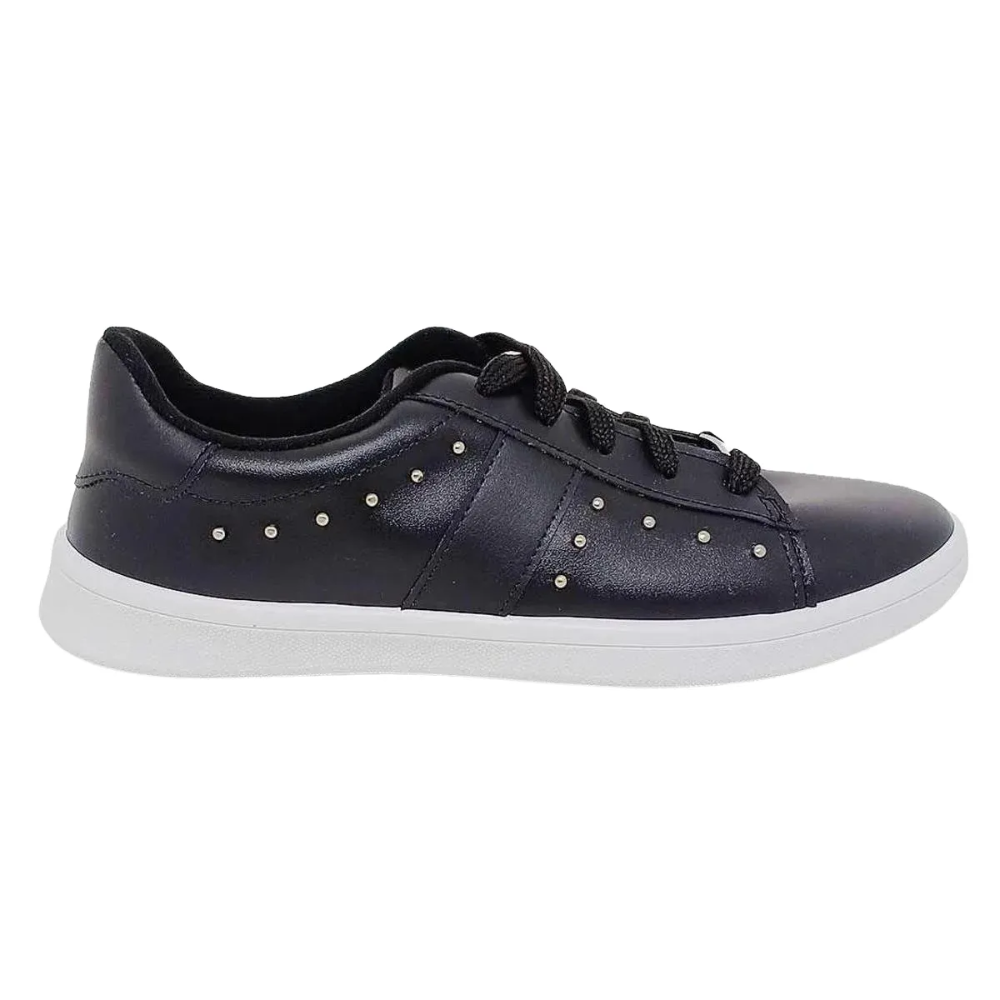 Tenis Moleca Feminino Preto Aplique Lateral Elegante