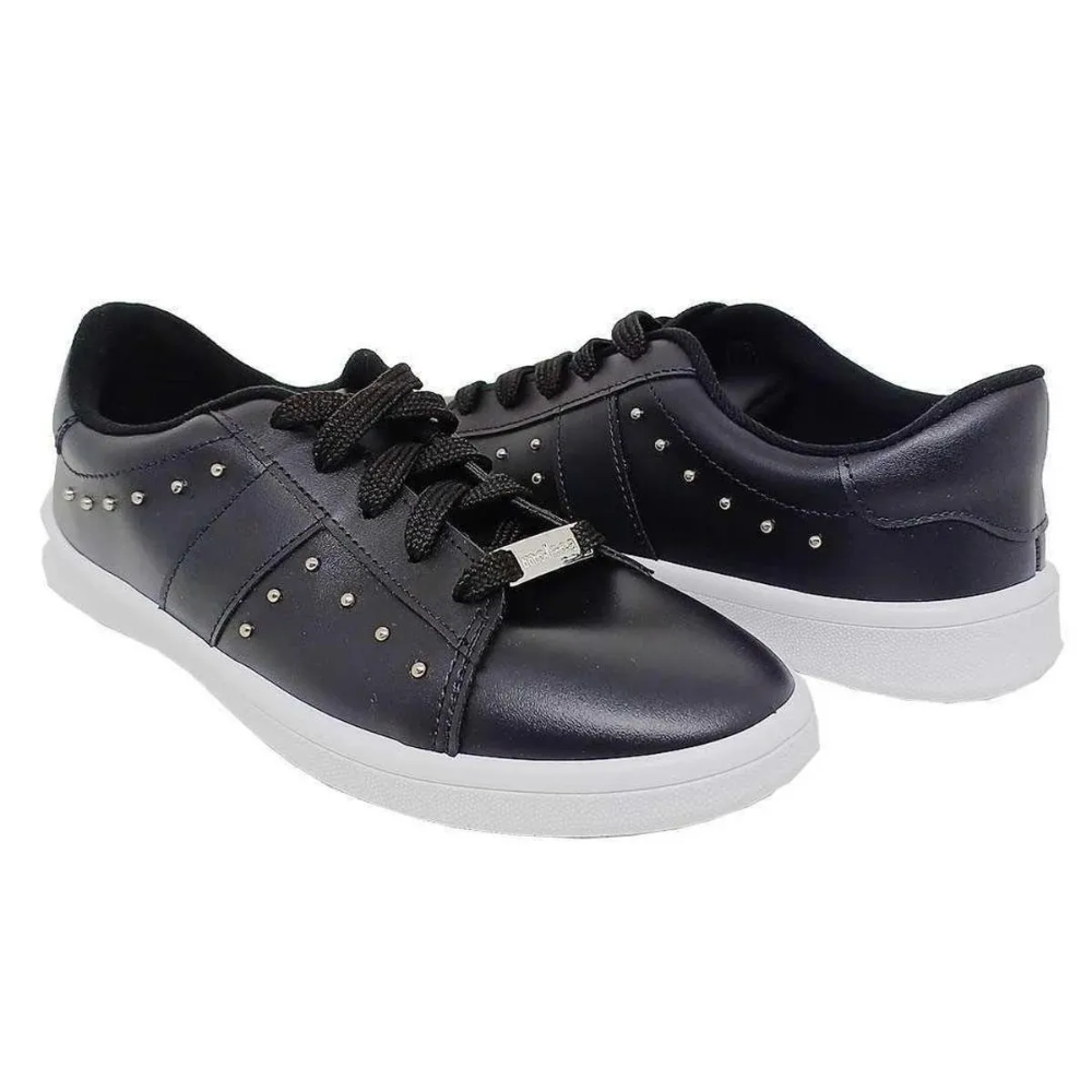 Tenis Moleca Feminino Preto Aplique Lateral Elegante Preto 5