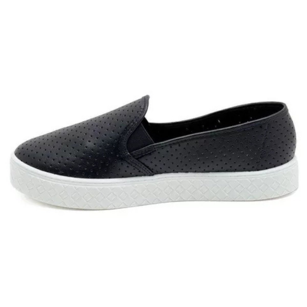 Tenis Moleca Slip on Napa Perfuros Feminino Preto Leveza Preto 4