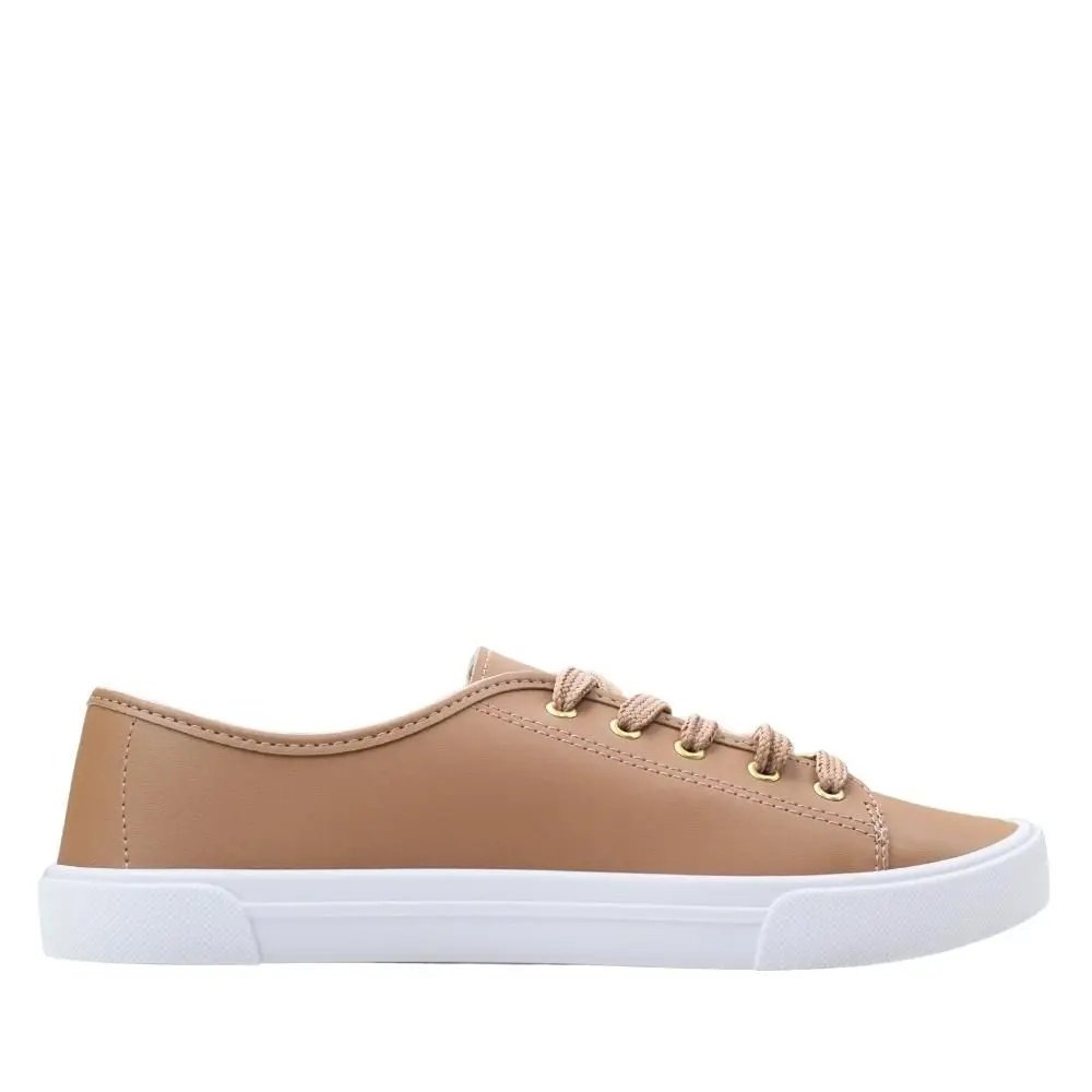 Tenis Moleca Feminino Nude Ultraleve Estilo Moderno Marrom 2