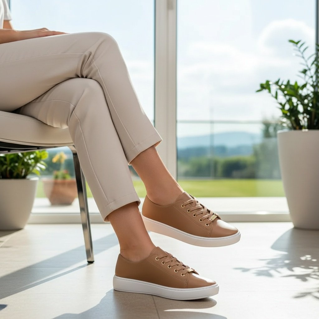 Tenis Moleca Feminino Nude Ultraleve Estilo Moderno Marrom 5