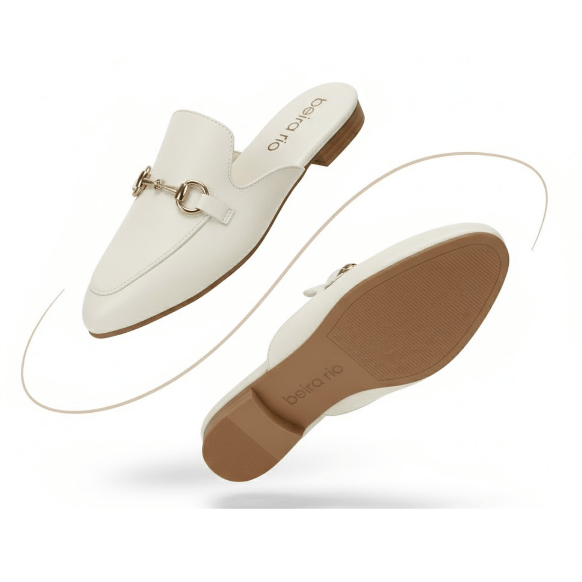 Mule Beira Rio Feminino Branco Off Dourado Casual  Branco 6