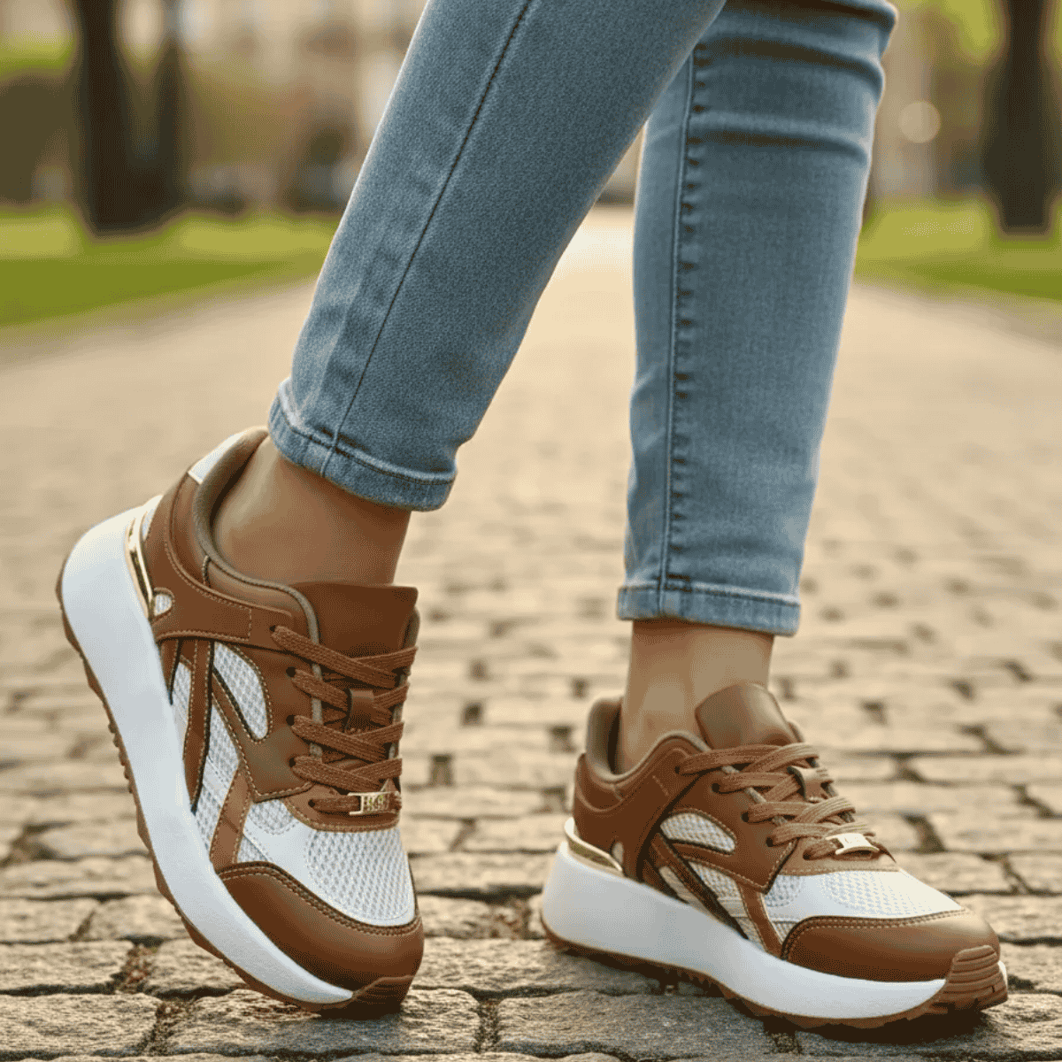  Tenis Vizzano Branco Off Mocca Camel Feminino Design Casual Marrom 3