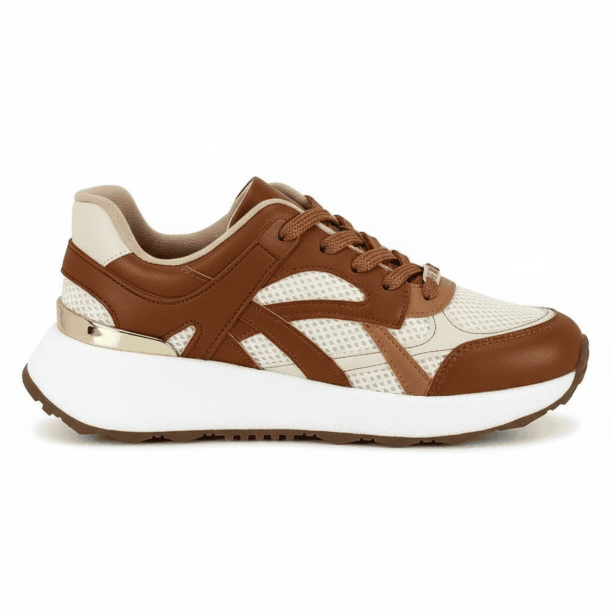  Tenis Vizzano Branco Off Mocca Camel Feminino Design Casual Marrom 4