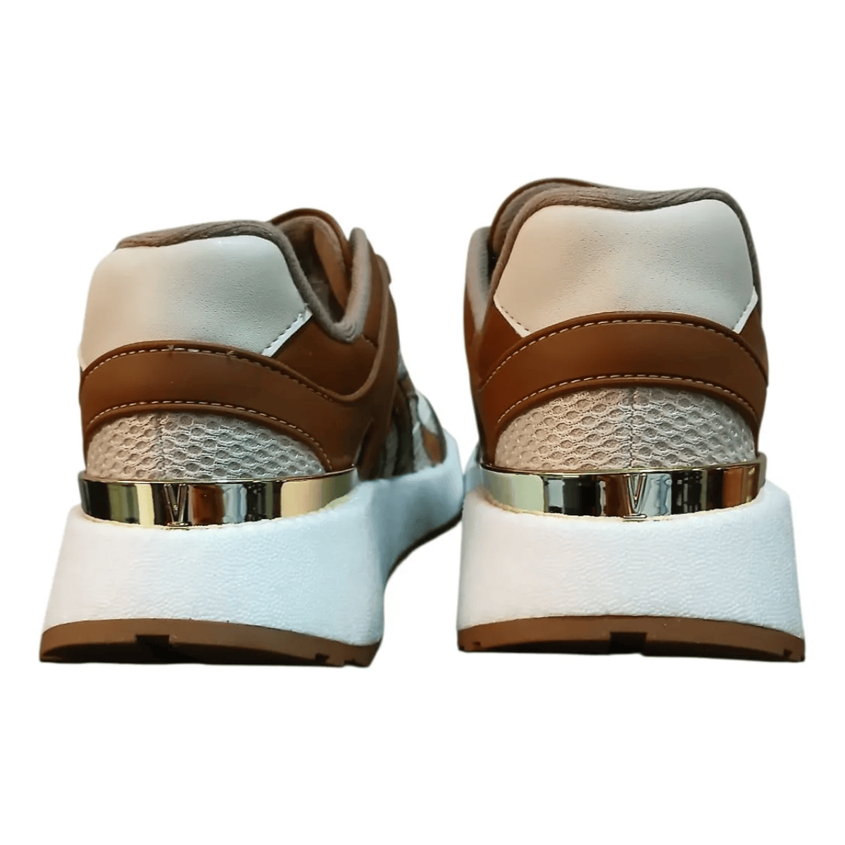  Tenis Vizzano Branco Off Mocca Camel Feminino Design Casual Marrom 6