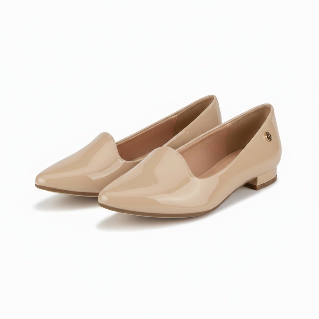 Vizzano Sapatilha Feminina Bege Verniz Brilho Estilo Urbano Bege 5