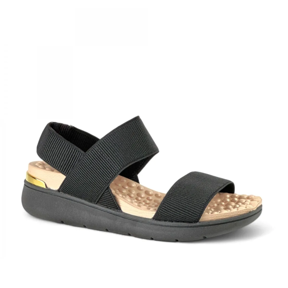 Sandalia Modare Comfort Ortopedica Elasticos Feminina Preta