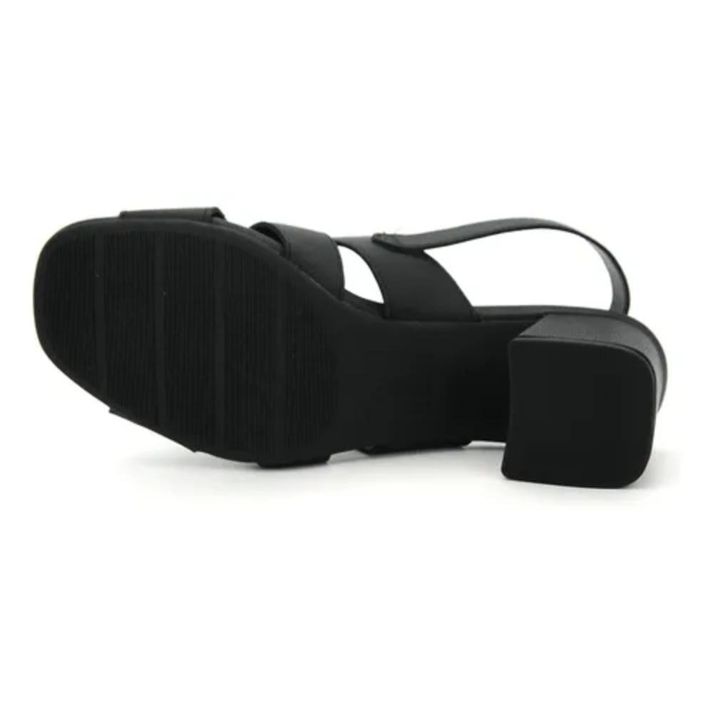 Sandalia Modare Preta Salto Baixo Feminina Fecho Ajustavel Preto 6