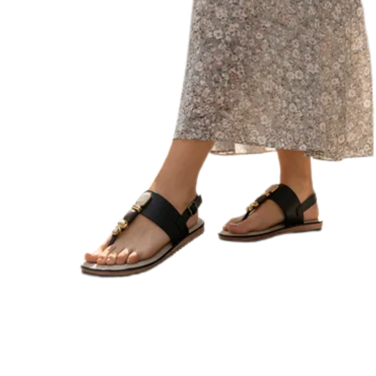 Sandalia Rasteira Modare Conforto Pedras Casual Feminina Preto Preto 5