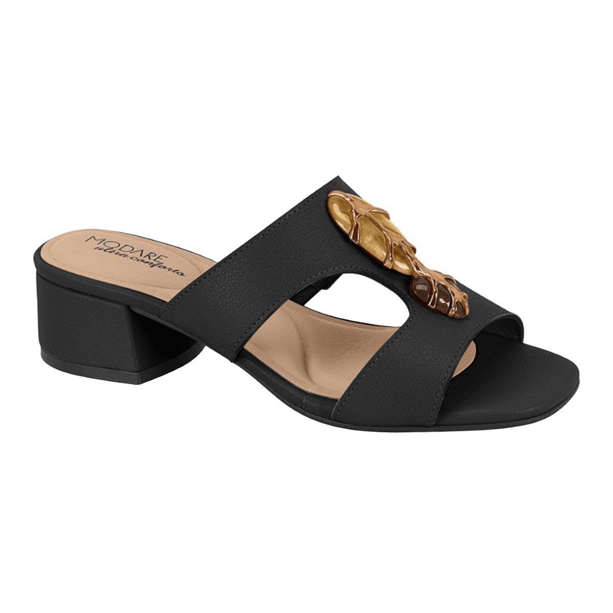 Tamanco Modare Napa Floather Preto Salto Bloco Confortavel