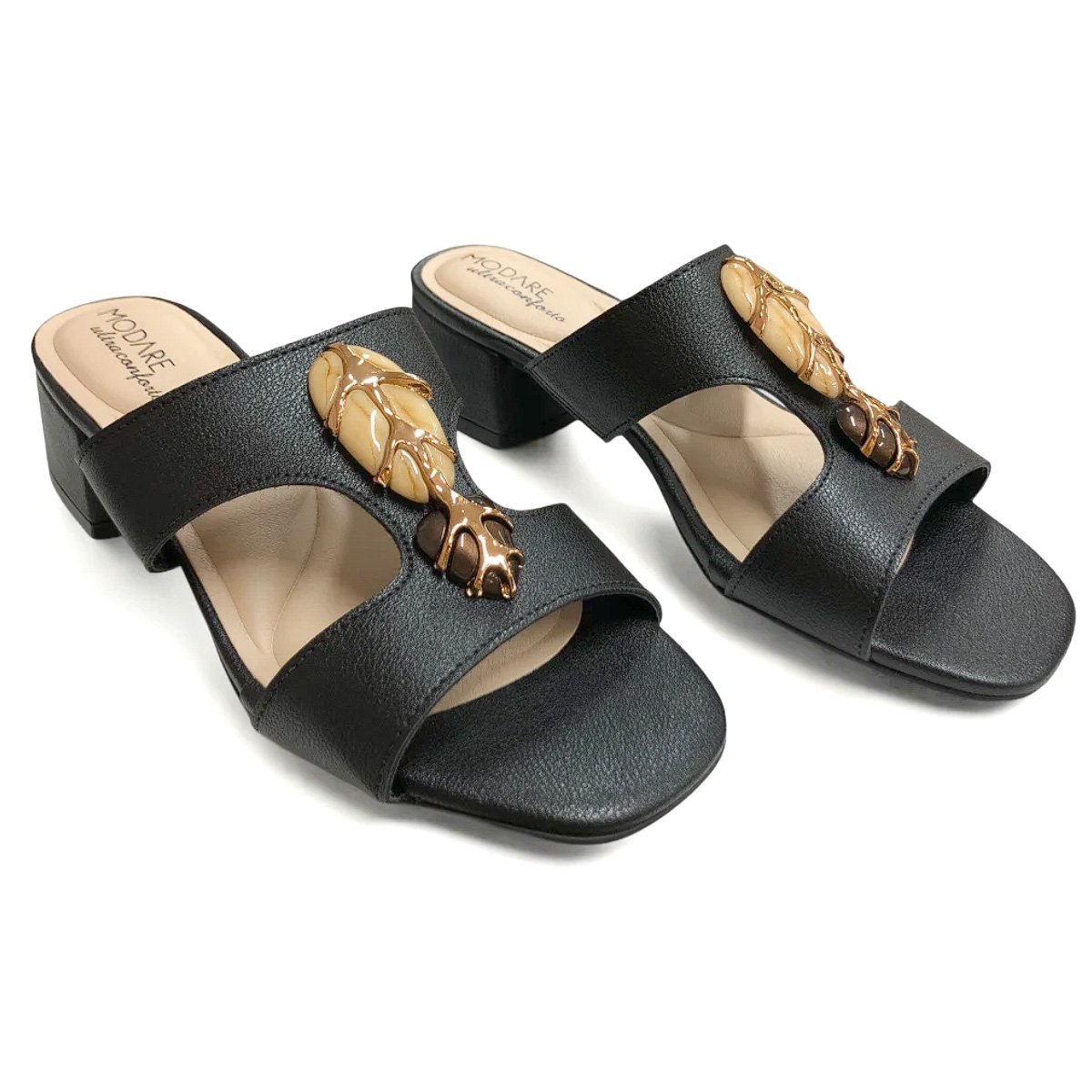 Tamanco Modare Napa Floather Preto Salto Bloco Confortavel Preto 2